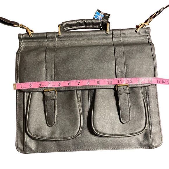 Leather look black laptop briefcase messenger bag -NWT - Picture 11 of 12